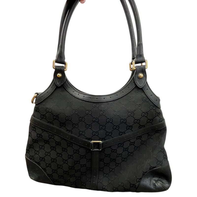 Women's GG Monogram Canvas Shoulder Handbag Black
