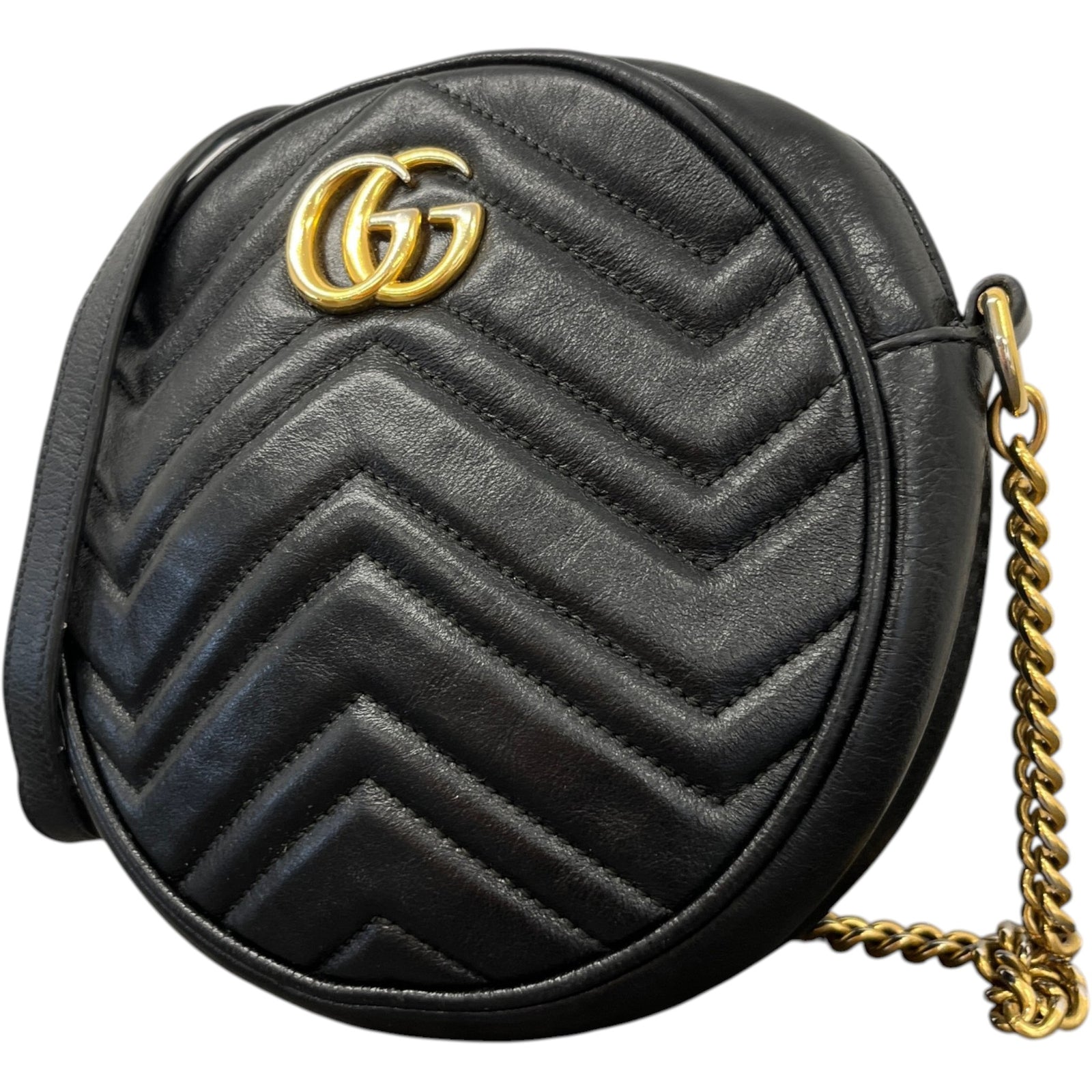 Women's Gg Marmont Round Bag Black - Photo 5