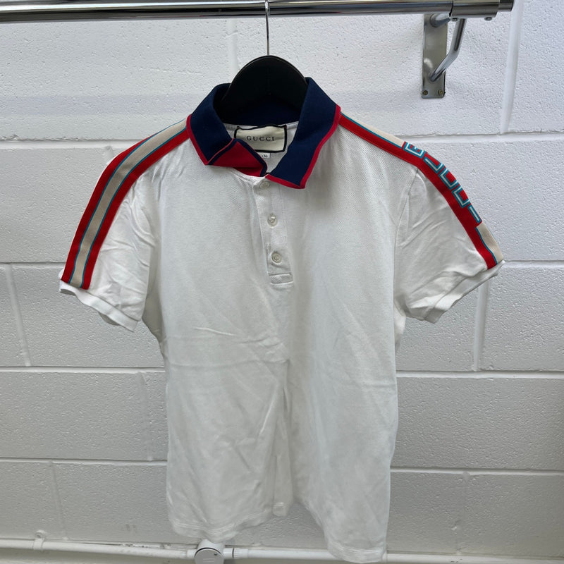 Men's Tape Logo Polo Shirt White Size M