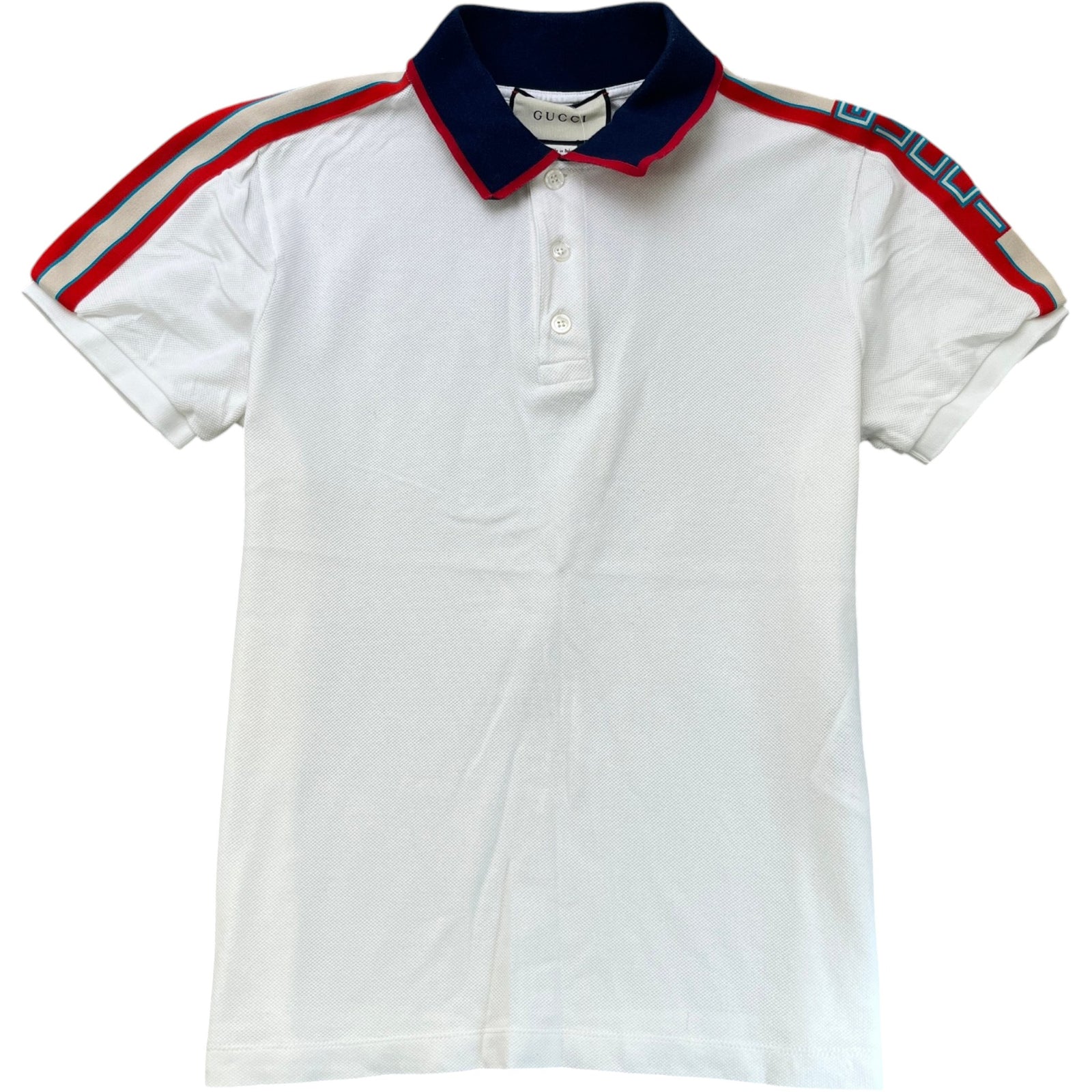 Men's Tape Logo Polo Shirt White Size M - Photo 1