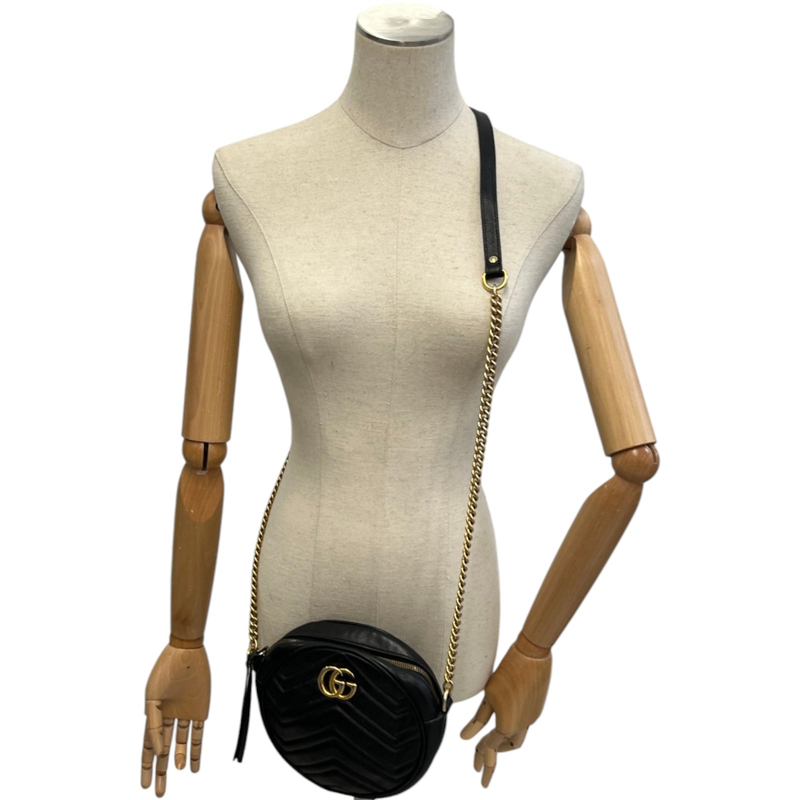 Women's Gg Marmont Round Bag Black - Photo 2