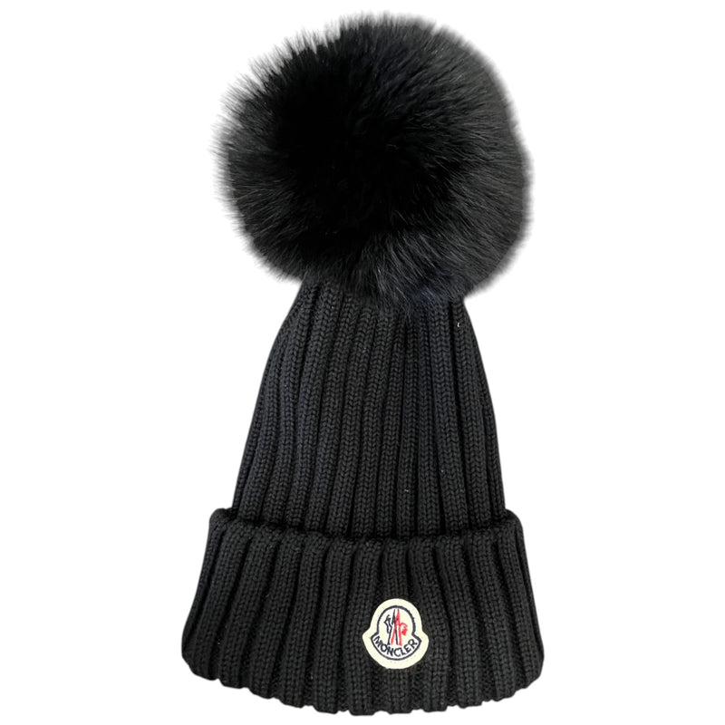 Women's Pom Pom Beanie Hat Black