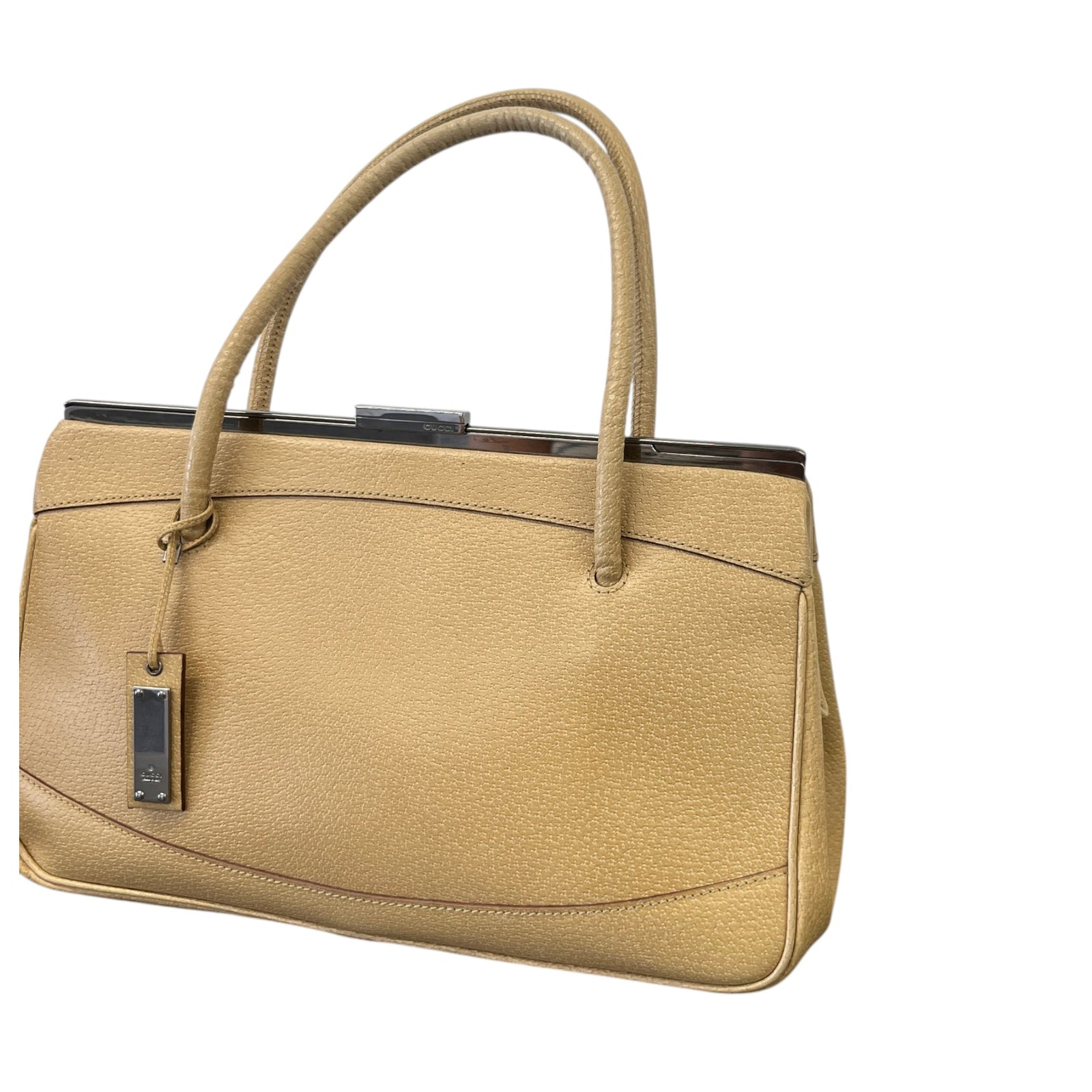 Women's Metal Logo Handbag Beige - Photo 5