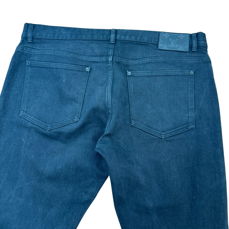 Men's Monogram Patch Slim Jeans Black Size XXL / W38