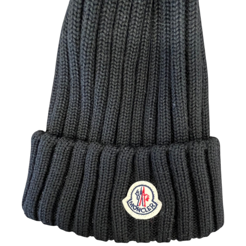 Women's Pom Pom Beanie Hat Black