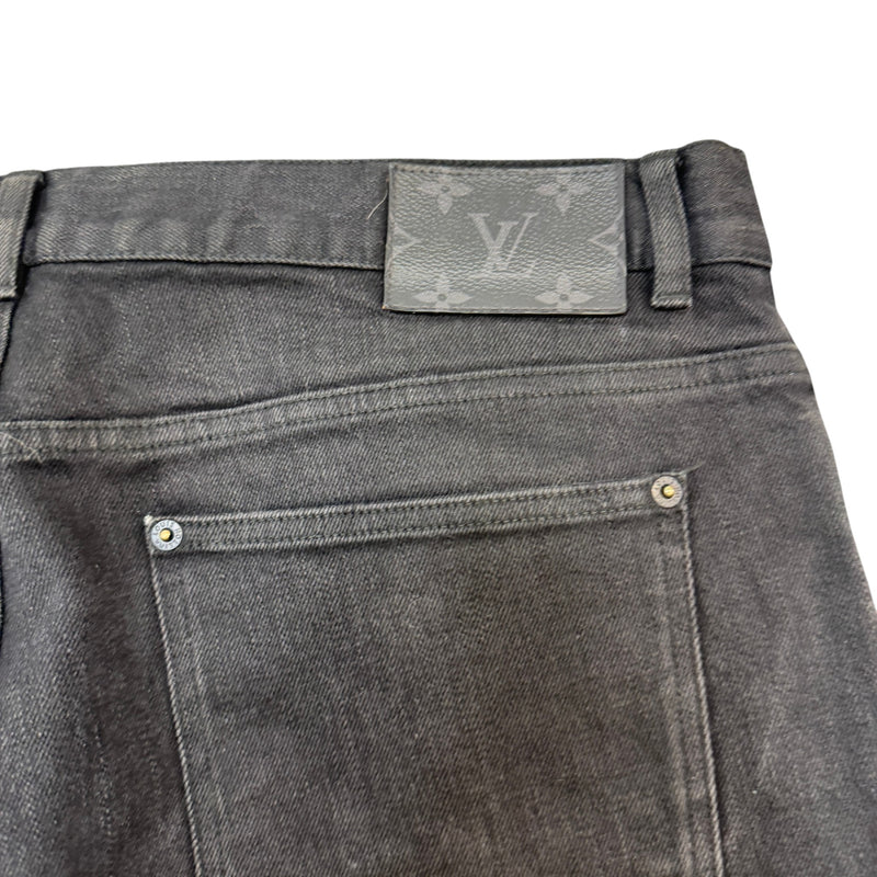 Men's Monogram Patch Slim Jeans Black Size XXL / W38