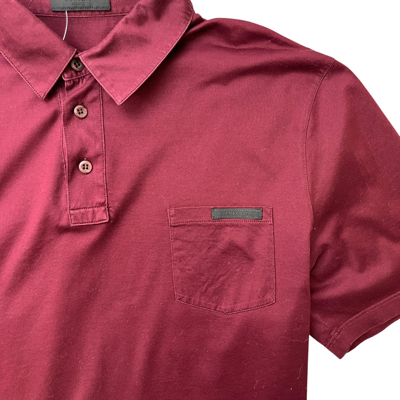 Men's Embroidered Logo Polo Shirt Burgundy Size L