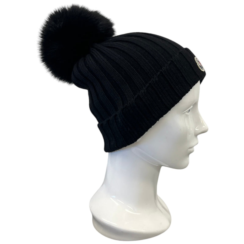 Women's Pom Pom Beanie Hat Black