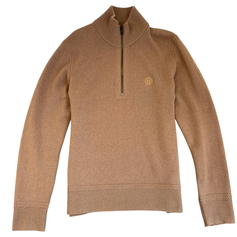 Men's Cashmere Embroidered Logo Sweatshirt Beige Size M