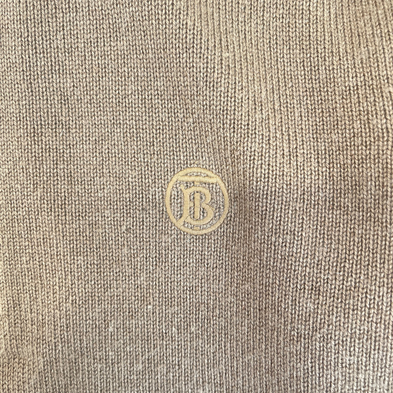 Men's Cashmere Embroidered Logo Sweatshirt Beige Size M
