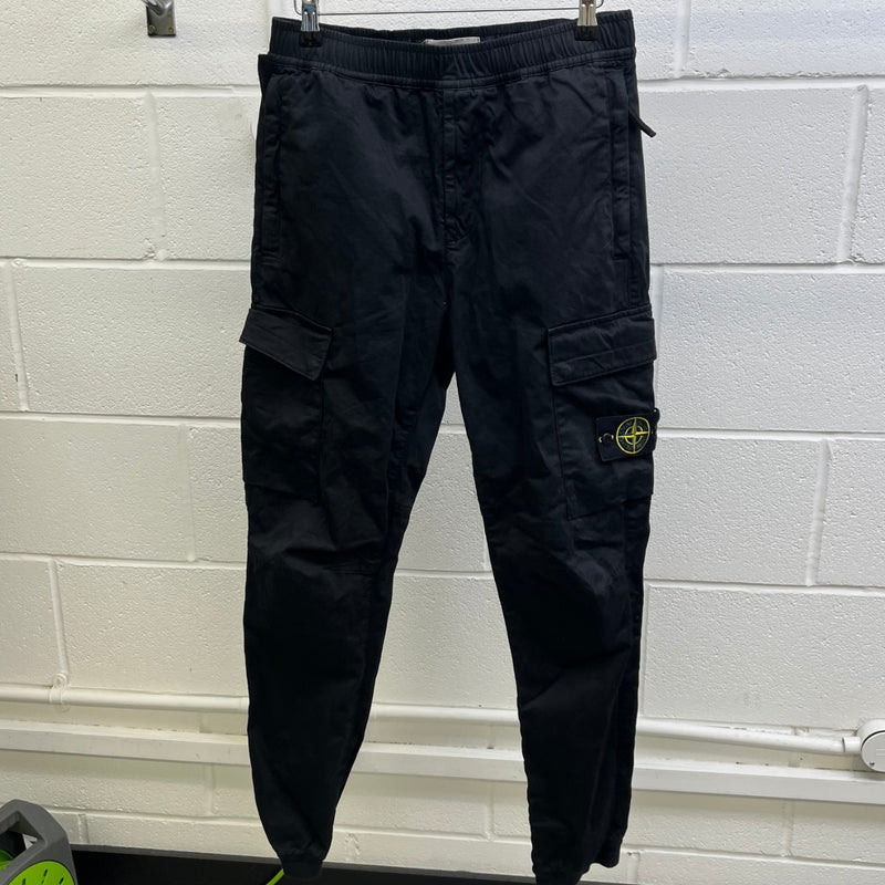 Men's Applique Logo Cargos Black Size Waist 30"