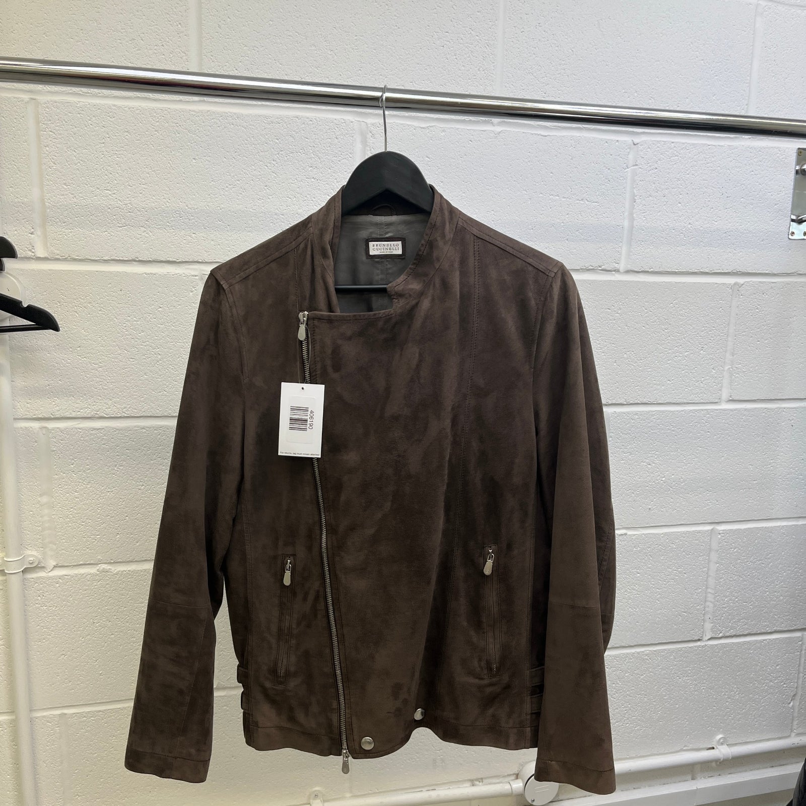 Men's Asymmetrical Zip Jacket Brown Size S - Photo 8