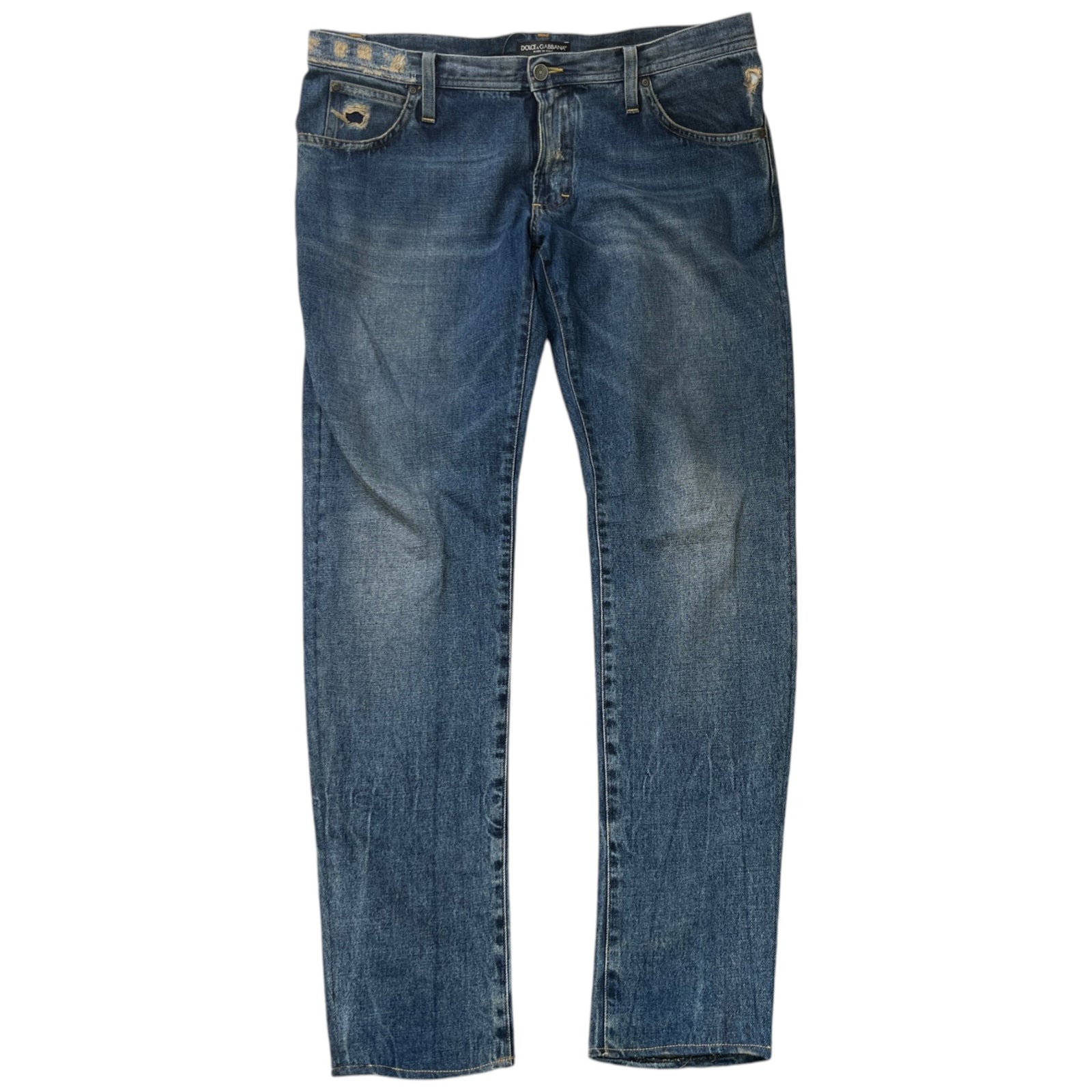 Men's Distressed Logo Pocket Jeans Blue Size IT 52 / UK 36 - Photo 1