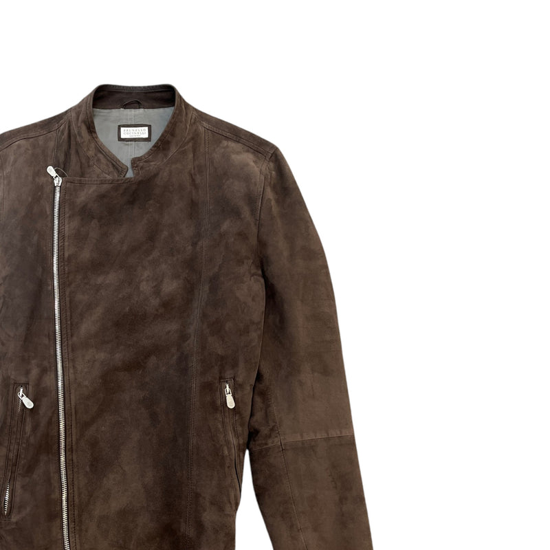 Men's Asymmetrical Zip Jacket Brown Size S