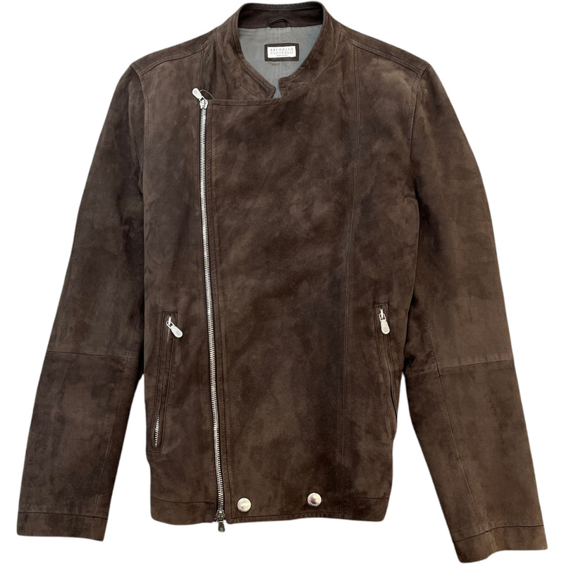 Men's Asymmetrical Zip Jacket Brown Size S