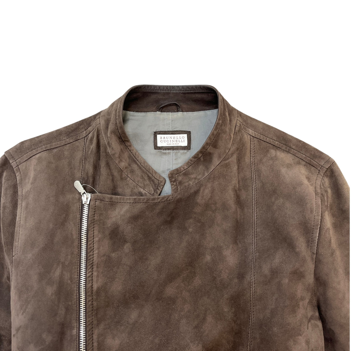 Men's Asymmetrical Zip Jacket Brown Size S - Photo 5