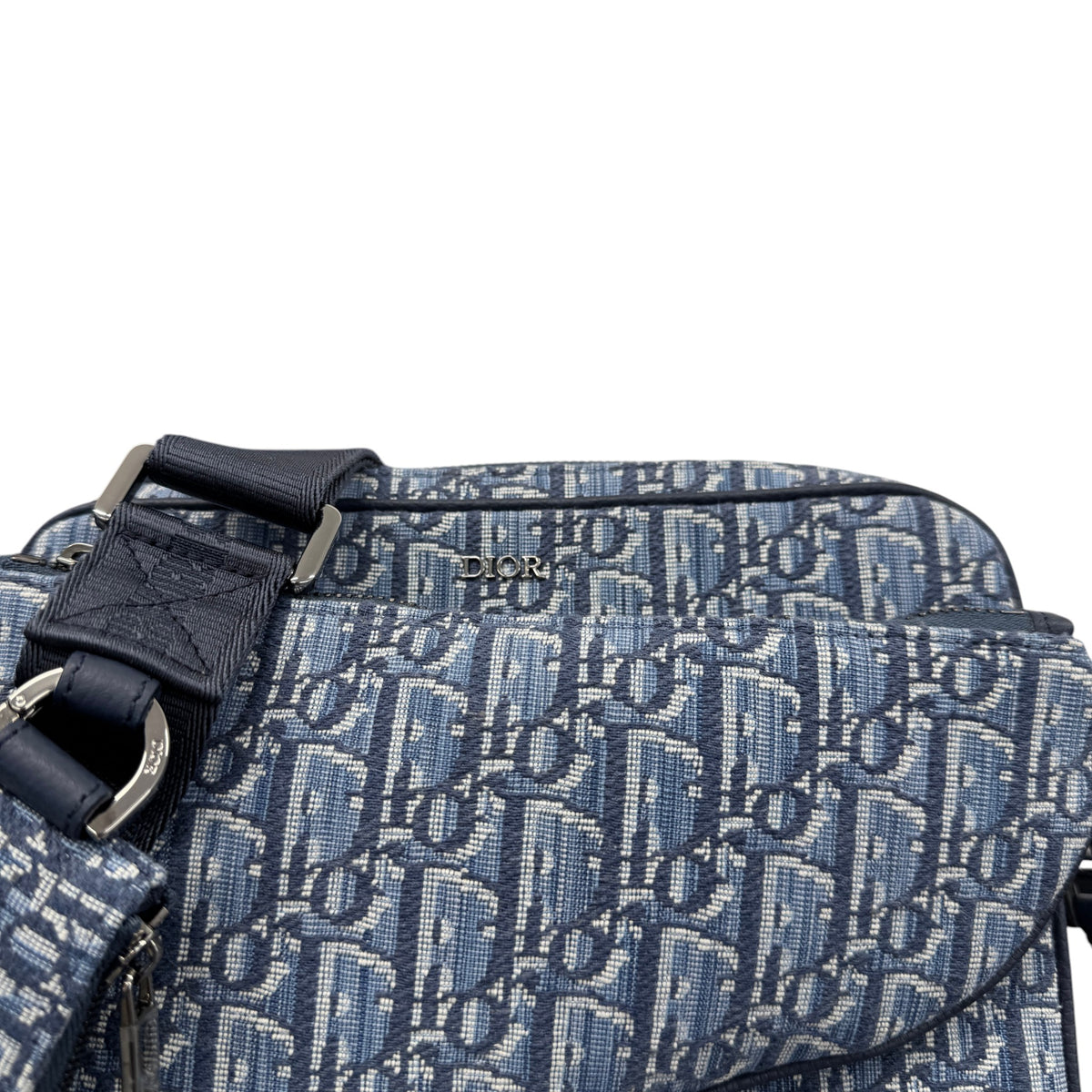 Men's Oblique Saddle Trio Messenger Bag Navy - Photo 9