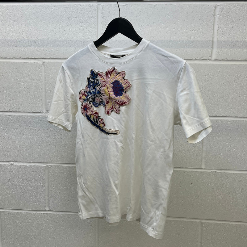 Women's Embroidered Flower T-Shirt White Size M