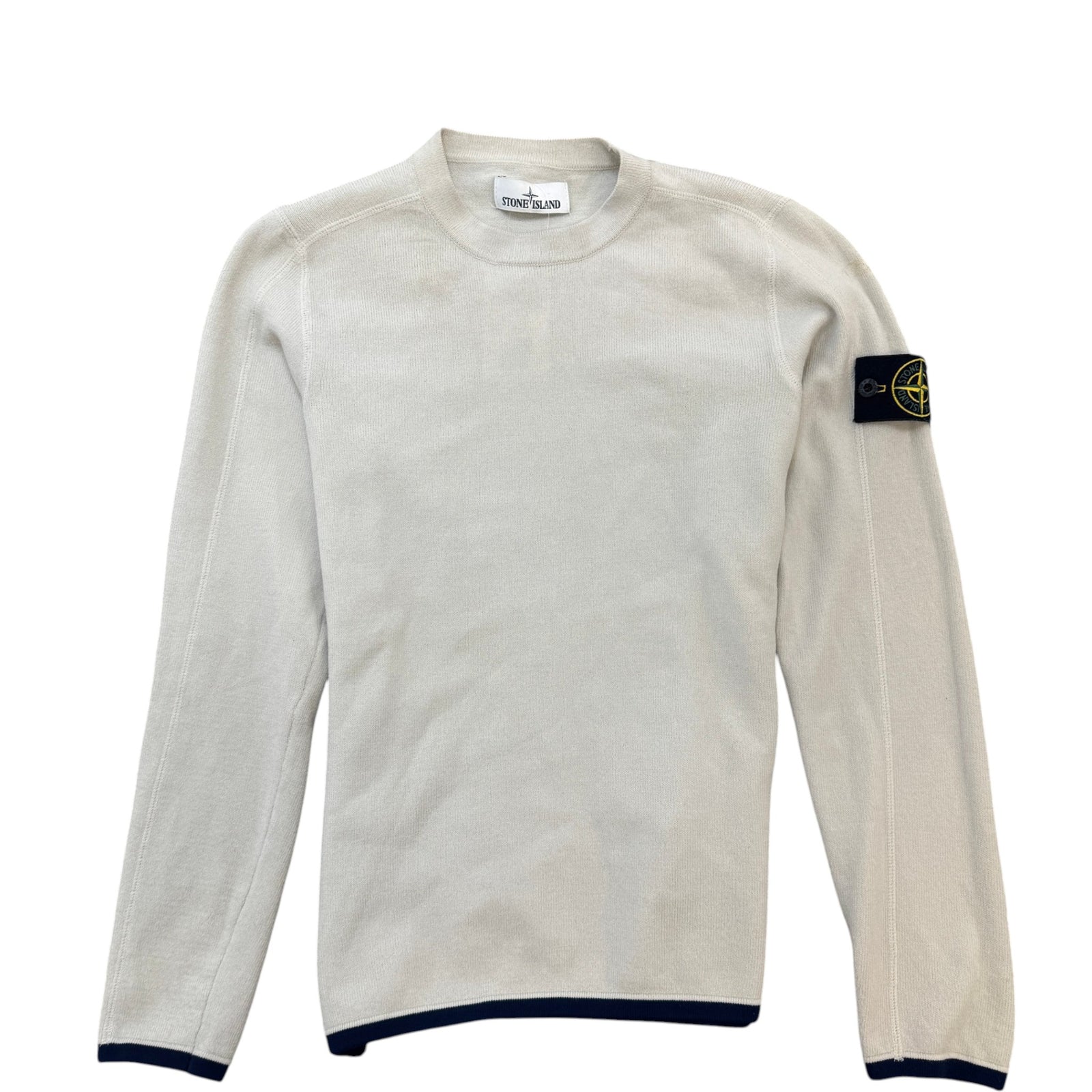 Men's Applique Logo Knit Jumper Beige Size M - Photo 1