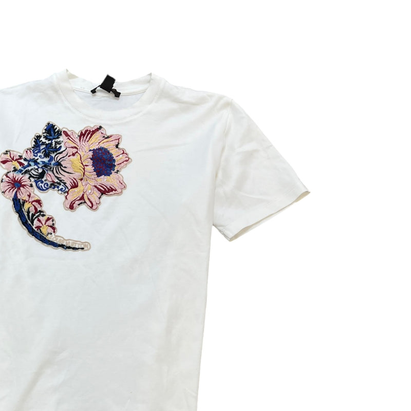 Women's Embroidered Flower T-Shirt White Size M