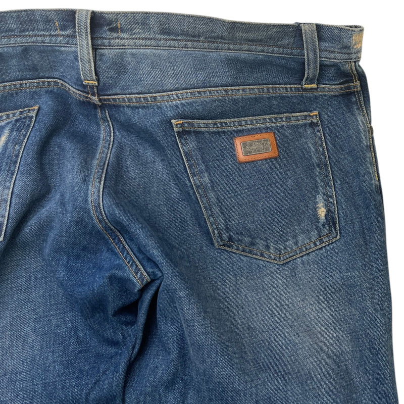 Men's Distressed Logo Pocket Jeans Blue Size IT 52 / UK 36