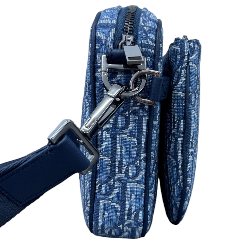 Men's Oblique Saddle Trio Messenger Bag Navy