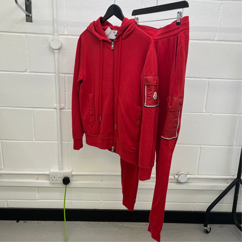Men's Logo Patch Full Tracksuit Red Size M