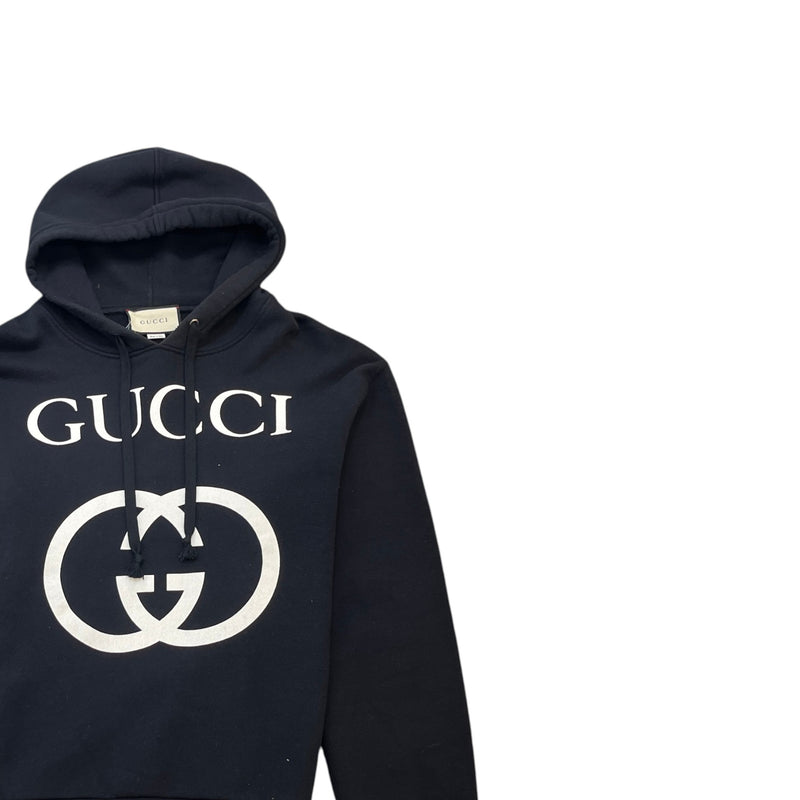 Men's Logo Print Hoodie Black Size L