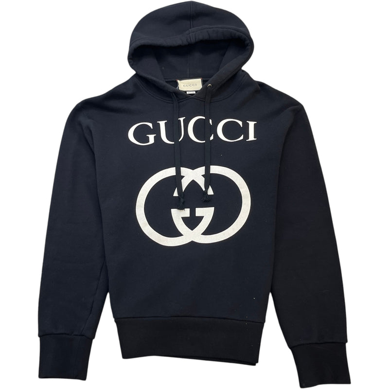 Men's Logo Print Hoodie Black Size L