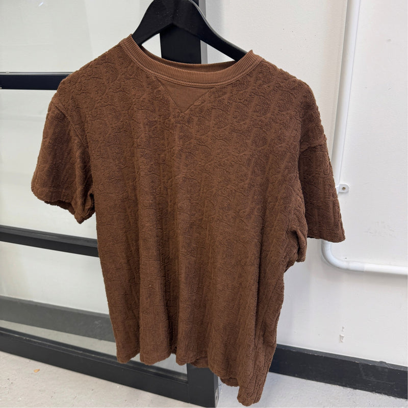 Men's Oblique Towelling T-Shirt Brown Size S