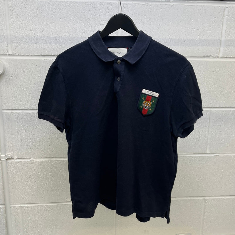 Men's Web Tiger Crest Polo Shirt Navy Size XL