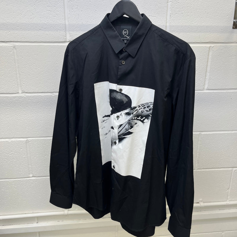 Men's Graphic Print Long Sleeve T-Shirt Black Size XL