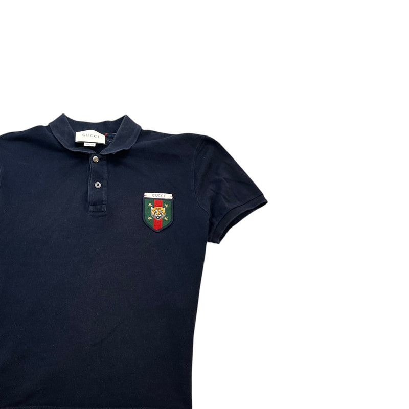 Men's Web Tiger Crest Polo Shirt Navy Size XL