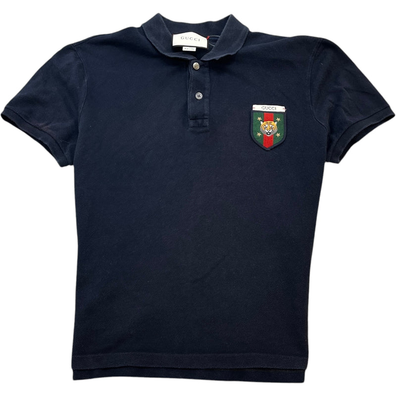 Men's Web Tiger Crest Polo Shirt Navy Size XL