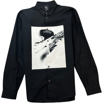 Men's Graphic Print Long Sleeve T-Shirt Black Size XL