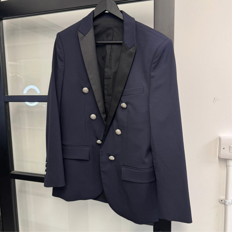 Men's Double Breasted Blazer Jacket Navy Size S