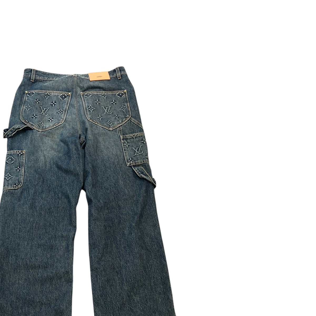 Men's Embossed Double Knee Carpenter Jeans Blue Size M / W32 - Photo 4