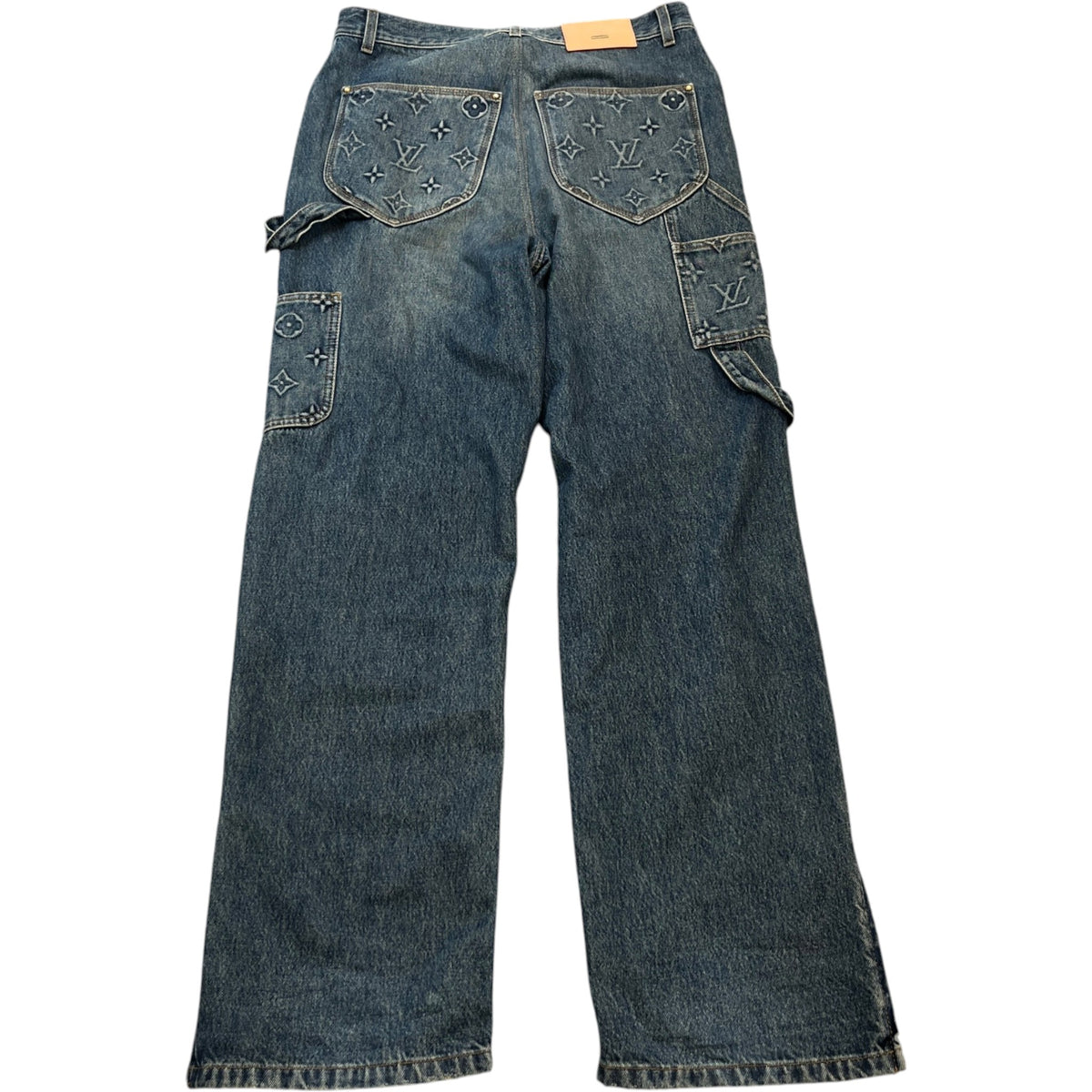 Men's Embossed Double Knee Carpenter Jeans Blue Size M / W32 - Photo 2