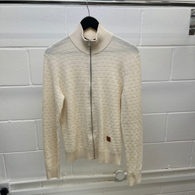 Men's Damier Zip Up Track Jacket Cream Size XS