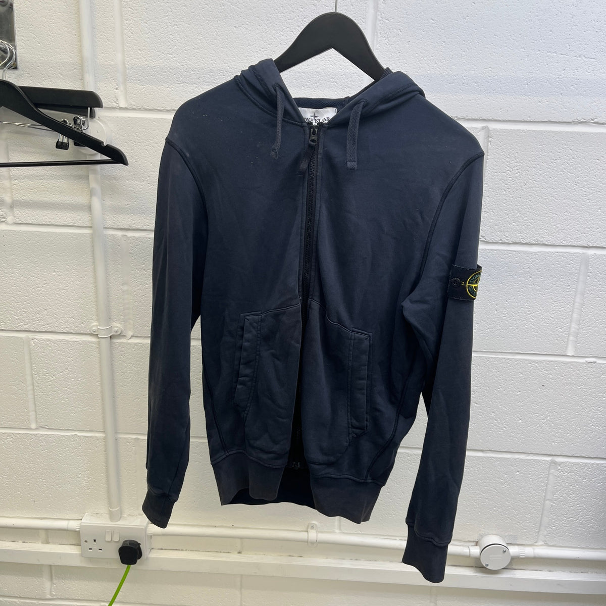 Men's Applique Logo Zip Hoodie Navy Size S - Photo 8