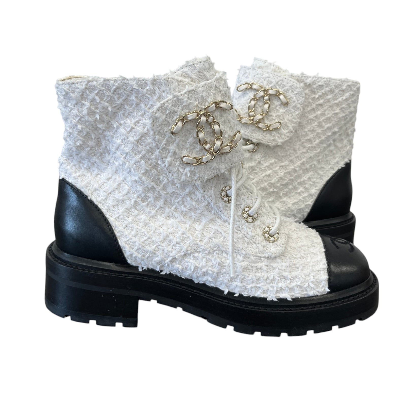 Women's Cc Logo Ankle Boots White Size EU 38 / UK 5 - Photo 3