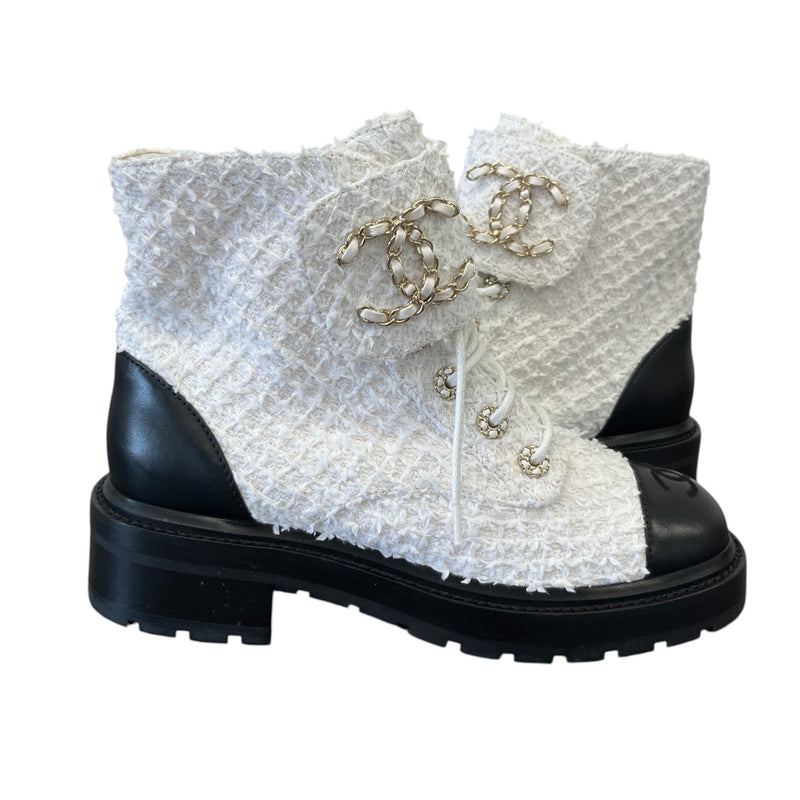 Women's Cc Logo Ankle Boots White Size EU 38 / UK 5