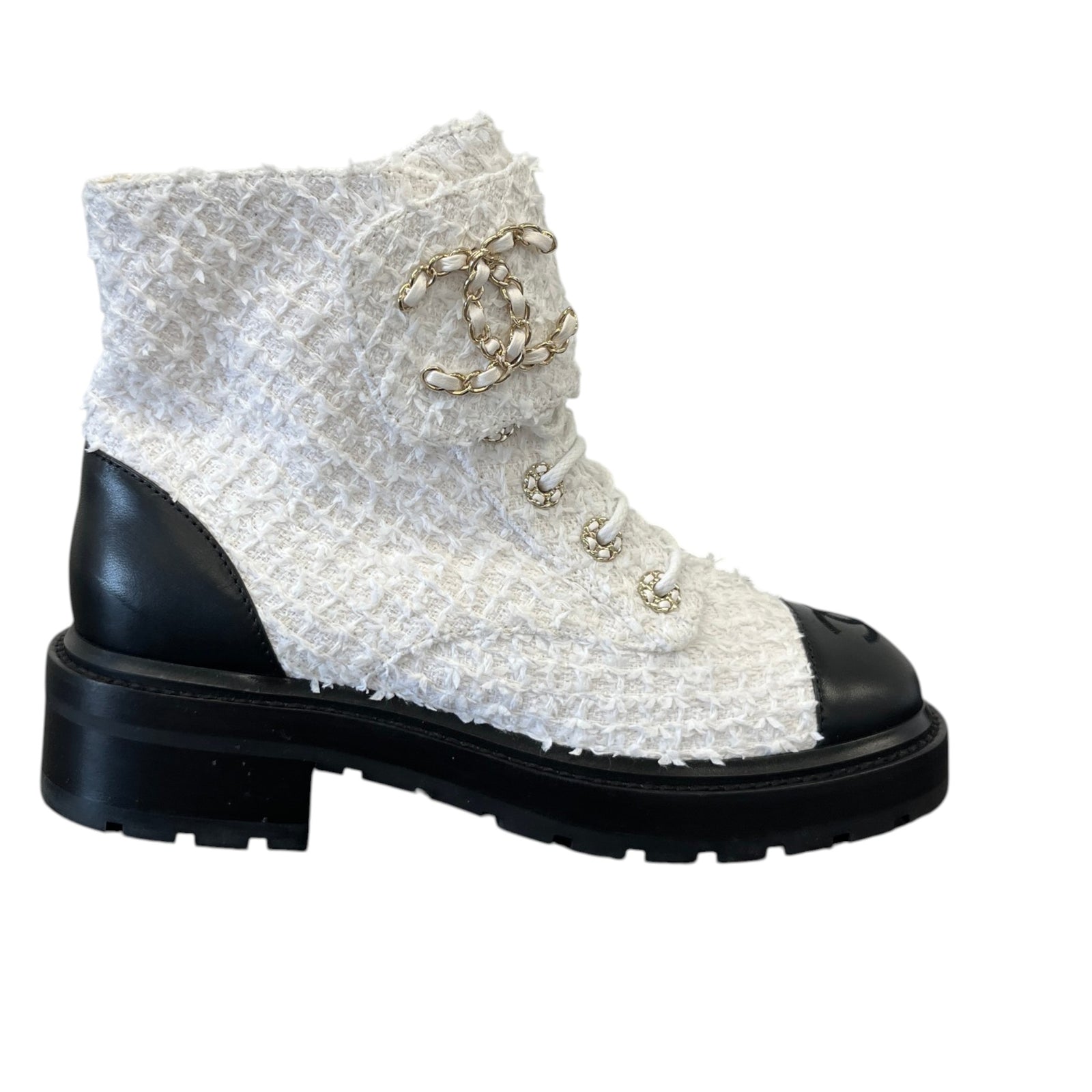 Women's Cc Logo Ankle Boots White Size EU 38 / UK 5 - Photo 1