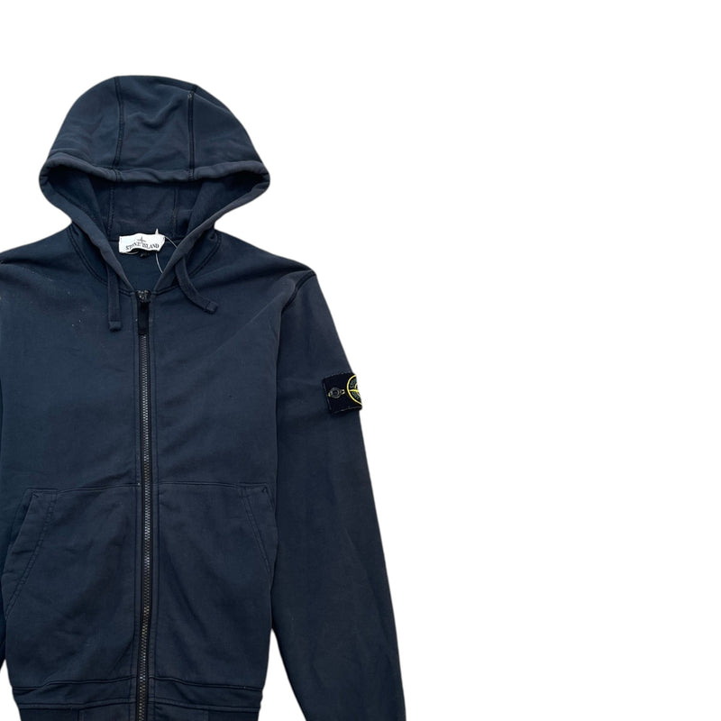 Men's Applique Logo Zip Hoodie Navy Size S