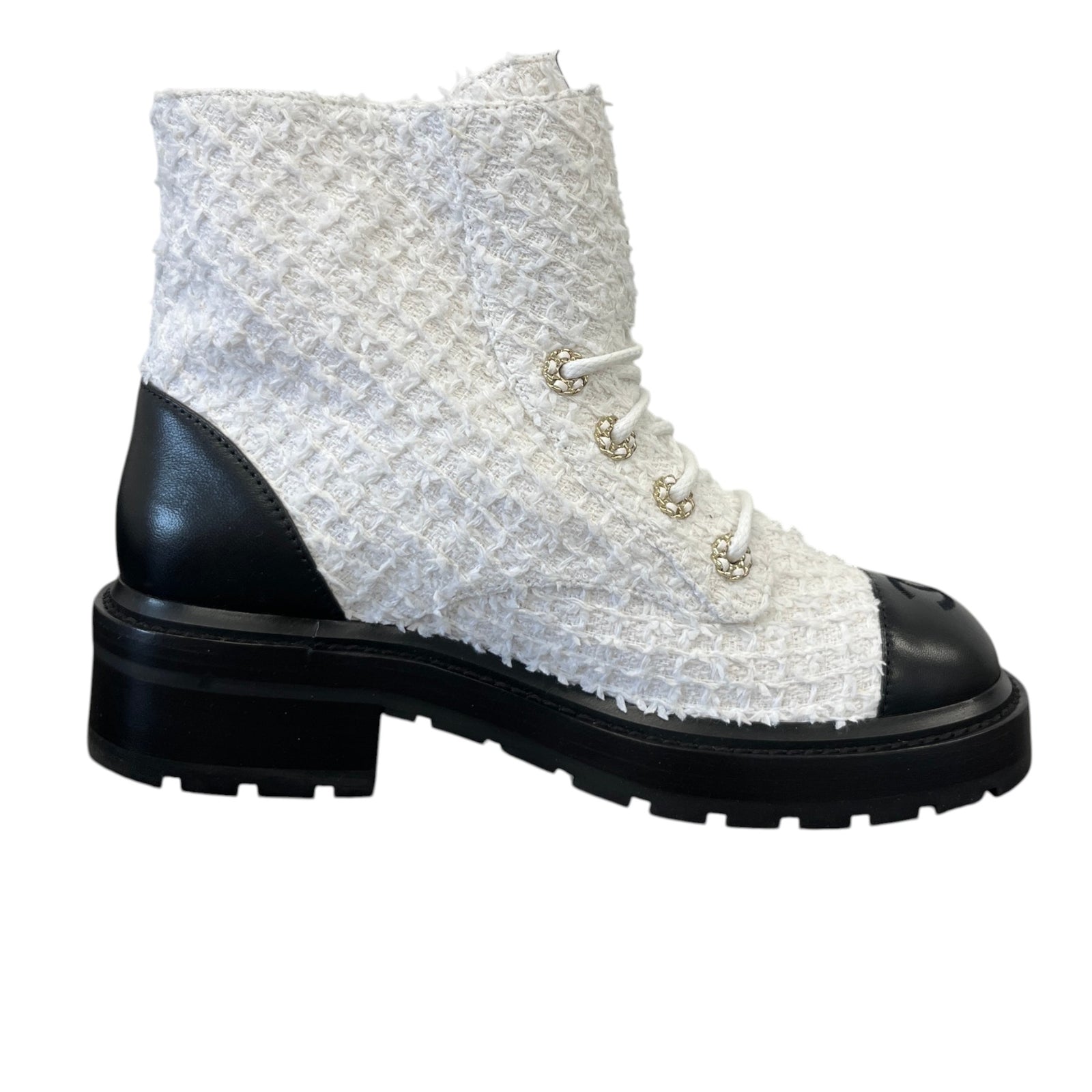 Women's Cc Logo Ankle Boots White Size EU 38 / UK 5 - Photo 4
