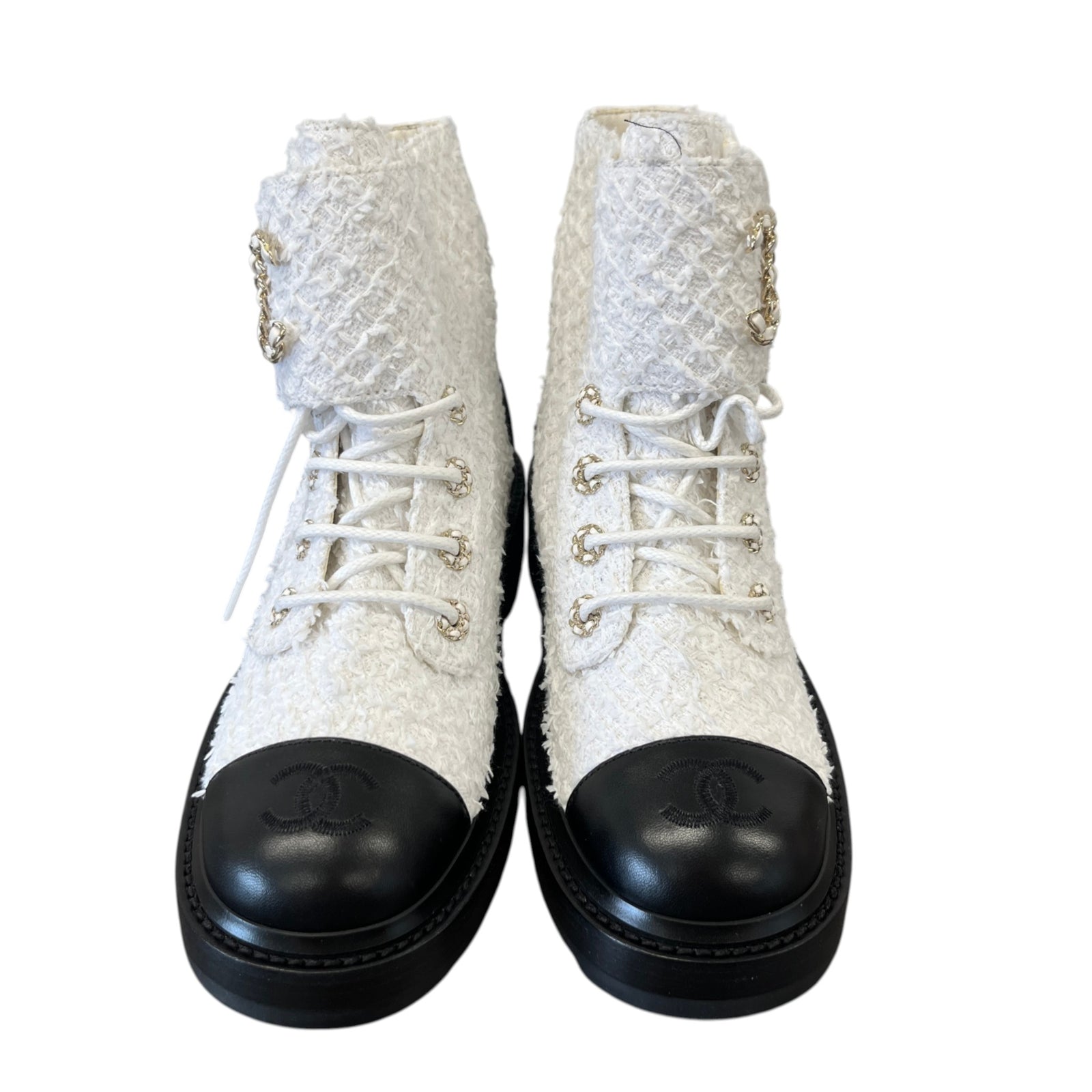 Women's Cc Logo Ankle Boots White Size EU 38 / UK 5 - Photo 6