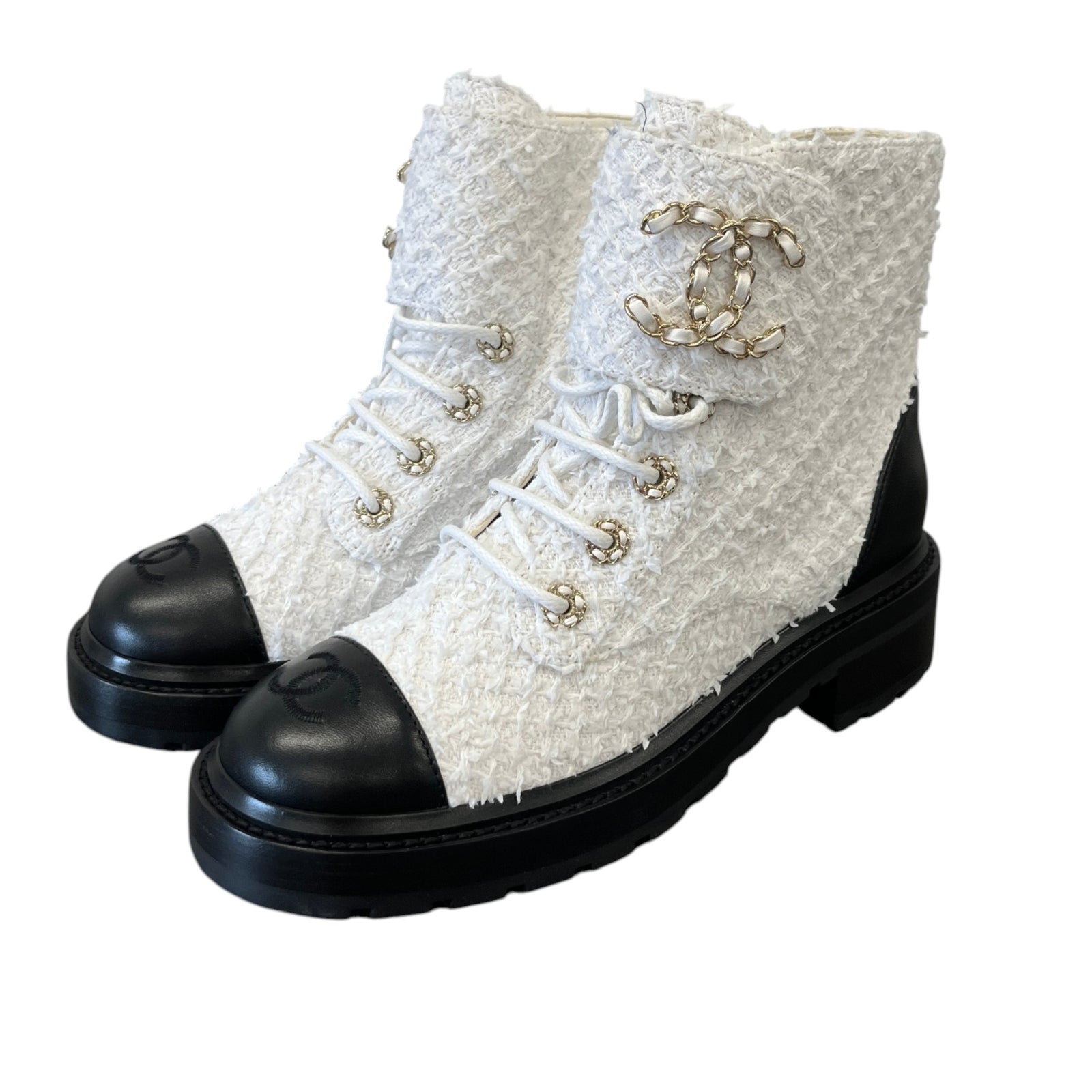 Women's Cc Logo Ankle Boots White Size EU 38 / UK 5 - Photo 9