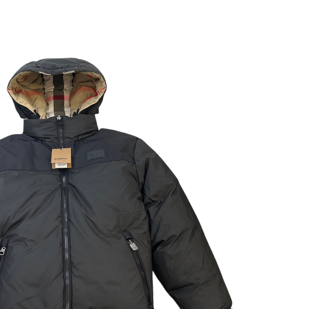 Men's Reversible Check Down Jacket Beige Size XL - Photo 3