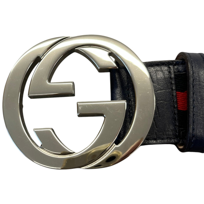 Men's Interlocking G Web Belt Navy Size 30"