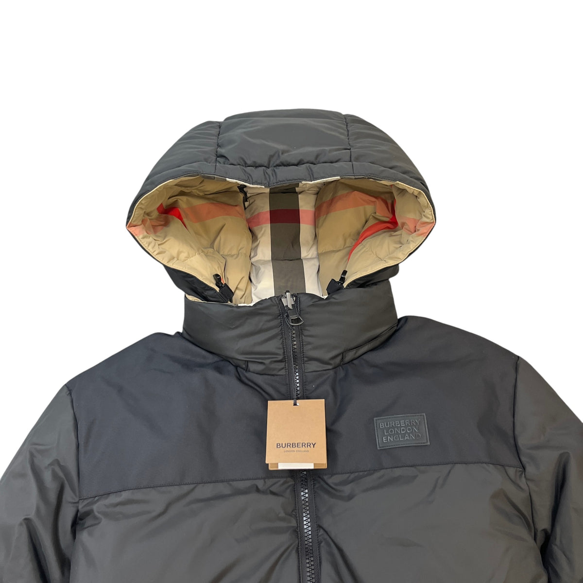 Men's Reversible Check Down Jacket Beige Size XL - Photo 7